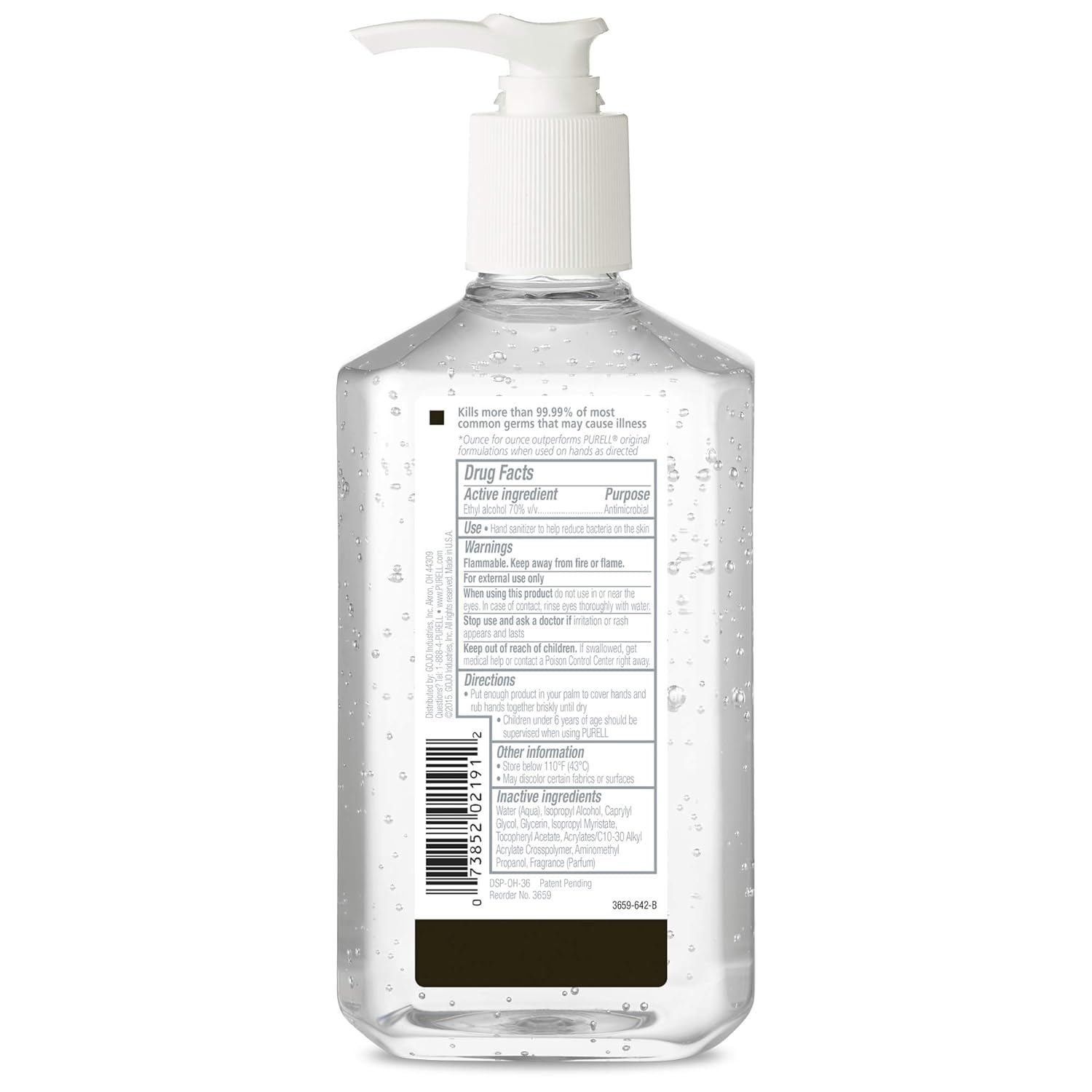 Purell Advanced Hand Sanitizer Gel evaporates quickly for convenient sanitizing.