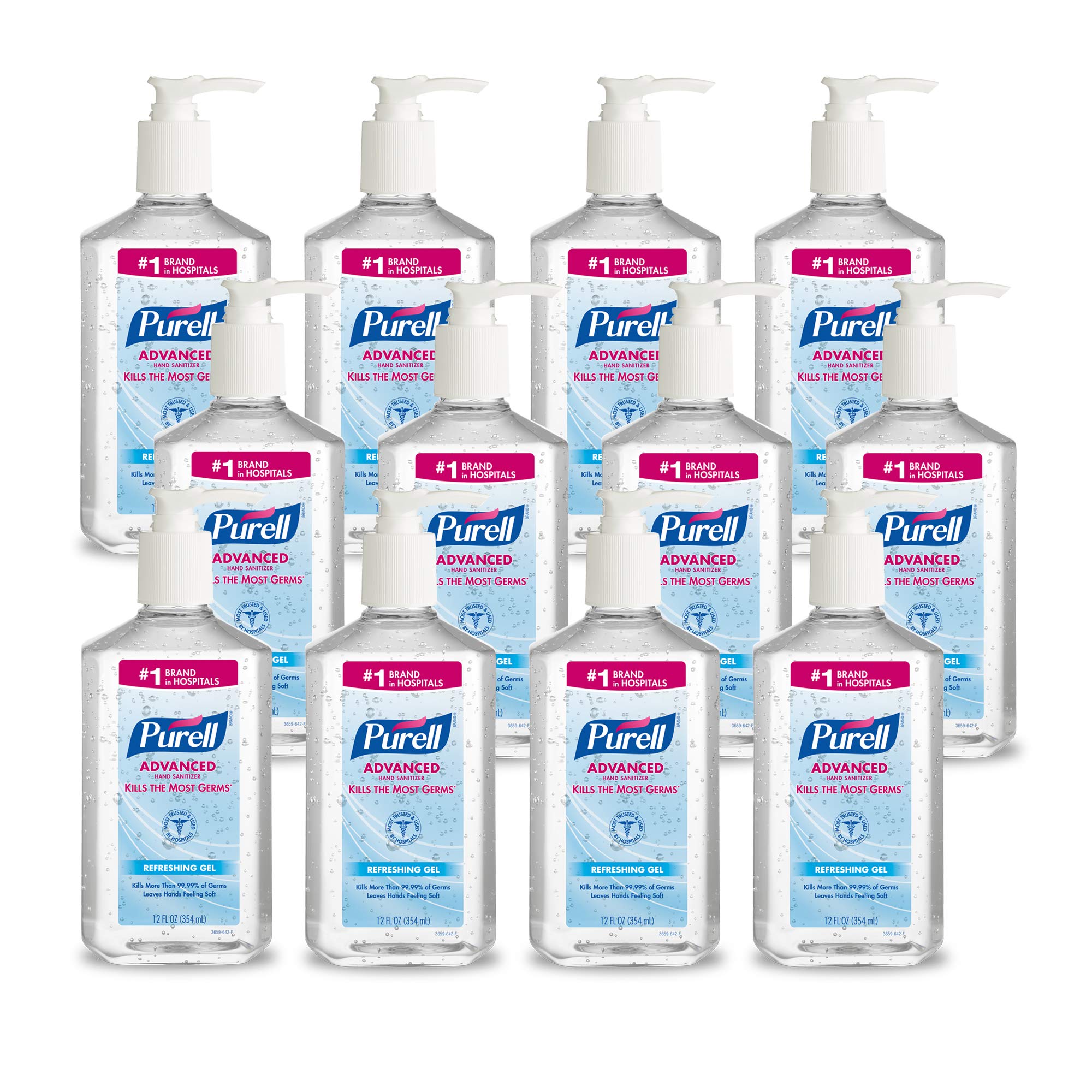 Purell Advanced Hand Sanitizer Refreshing Gel bottle ready for quick sanitization.