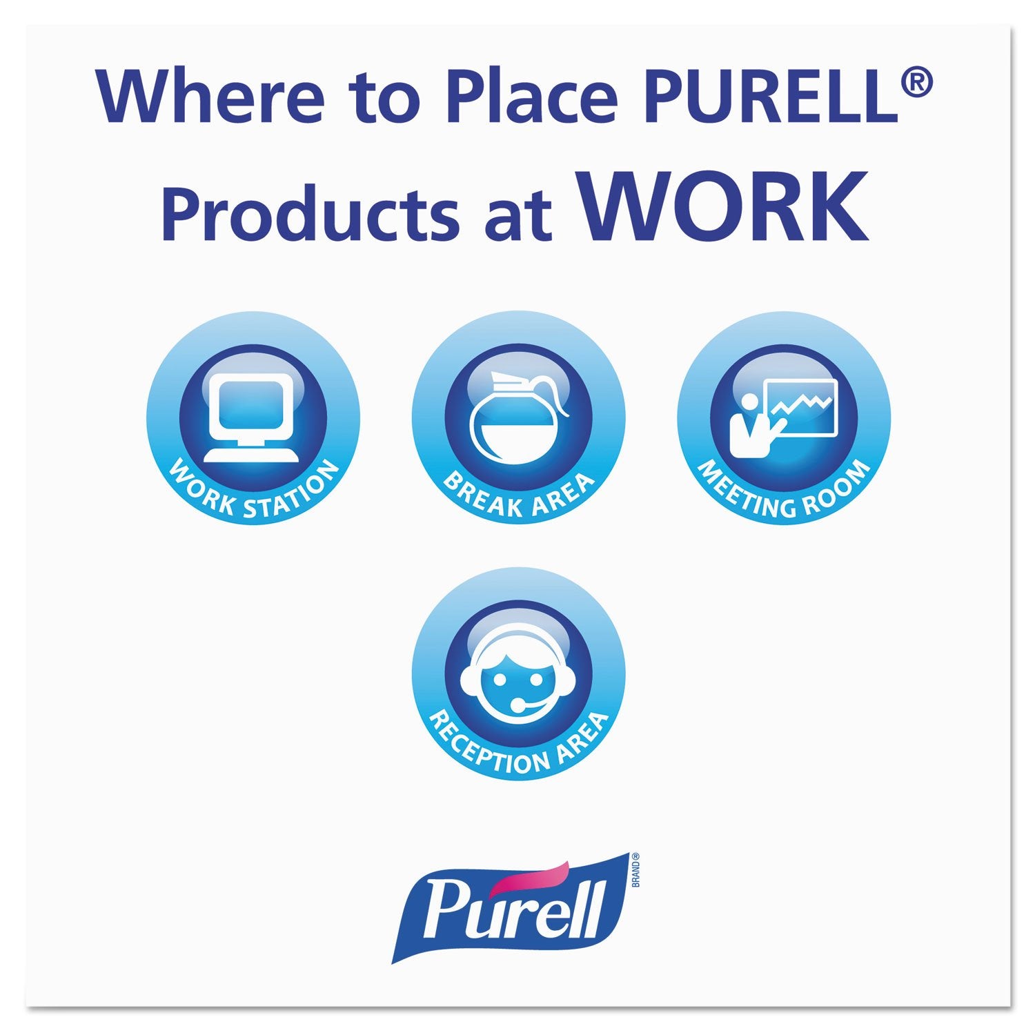 Purell Advanced Hand Sanitizer Refreshing Gel placed in a reception area to welcome guests