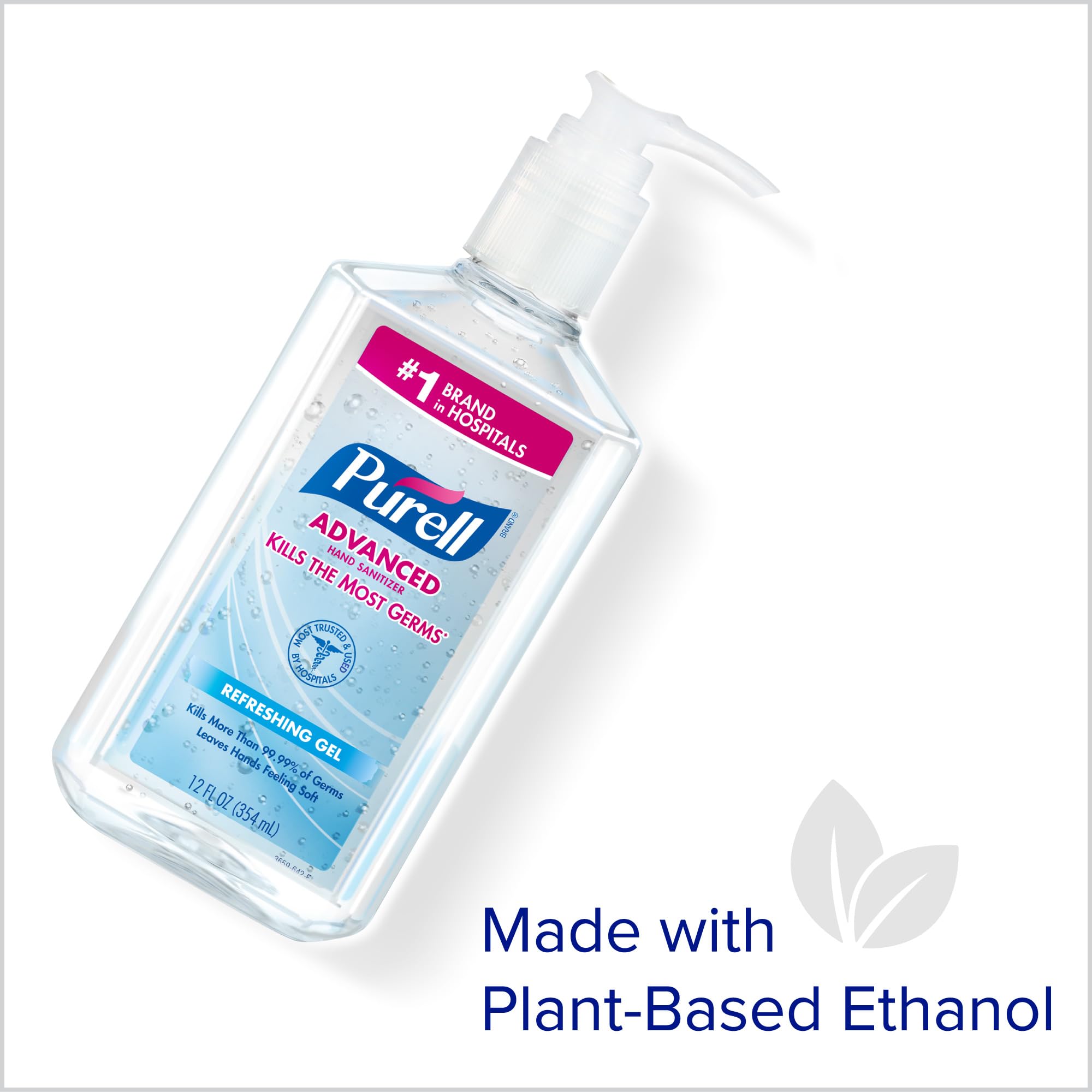Purell Advanced Hand Sanitizer highlights soft hands after repeated use.