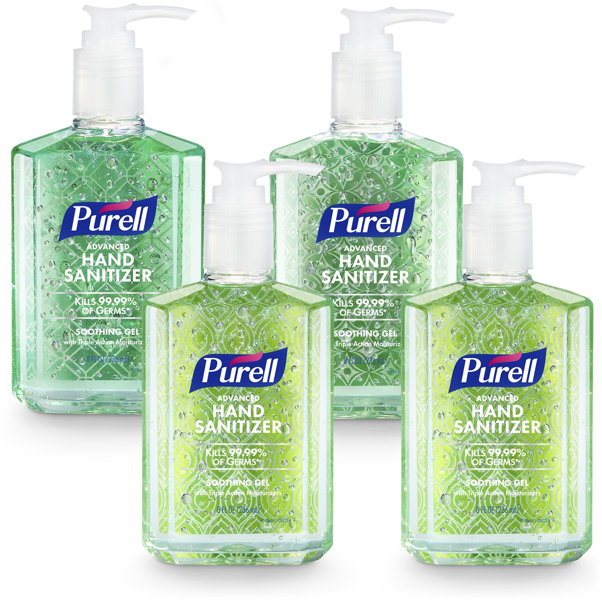 Purell Advanced Hand Sanitizer Soothing Gel 8 oz pump bottle front view for quick access