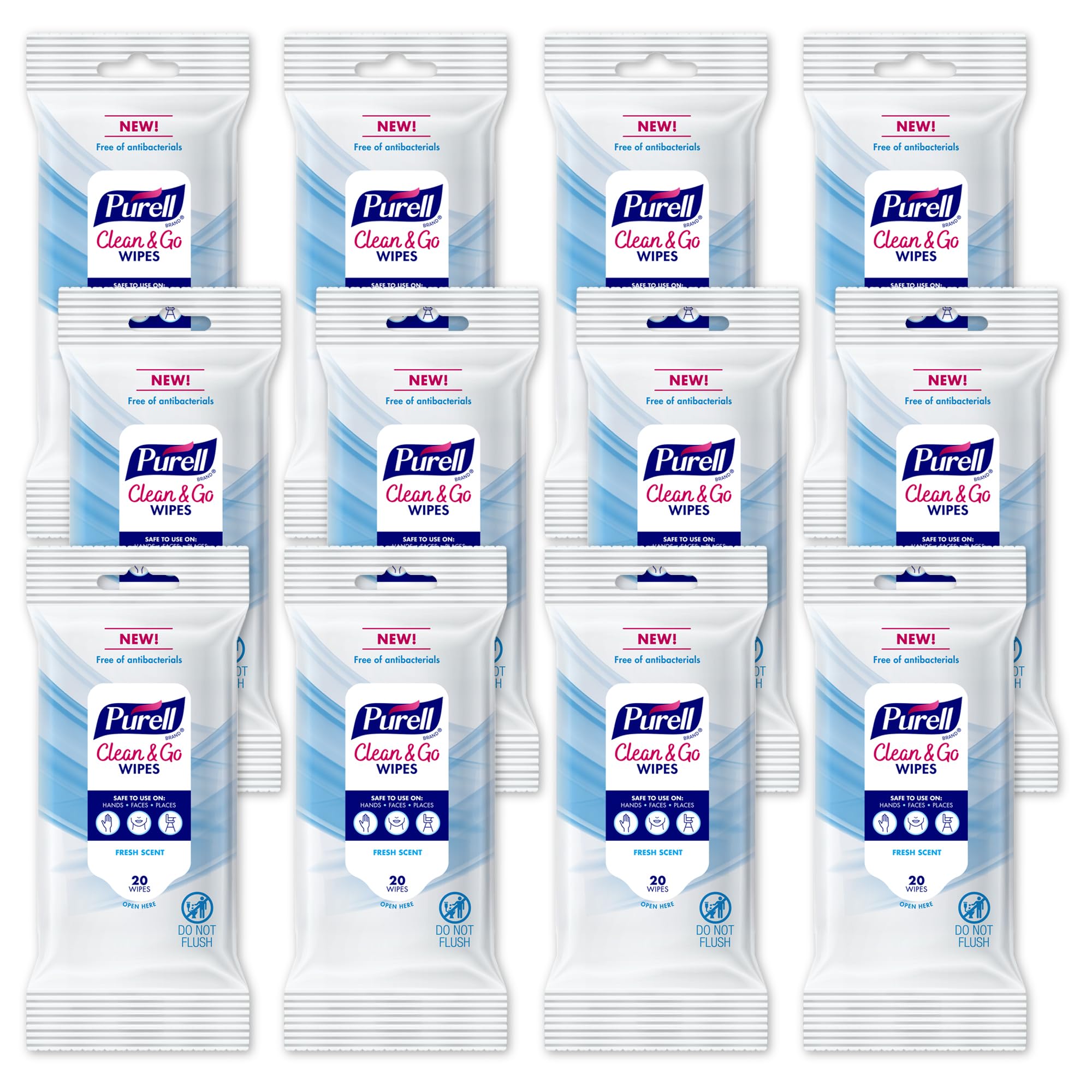 Purell Clean & Go Wipes purse use for quick on-the-go cleanups; gentle on skin.