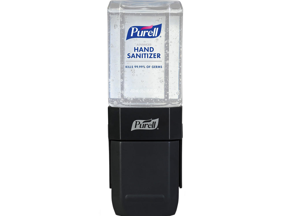 Purell ES1 push-style dispenser mounted on wall for quick access.
