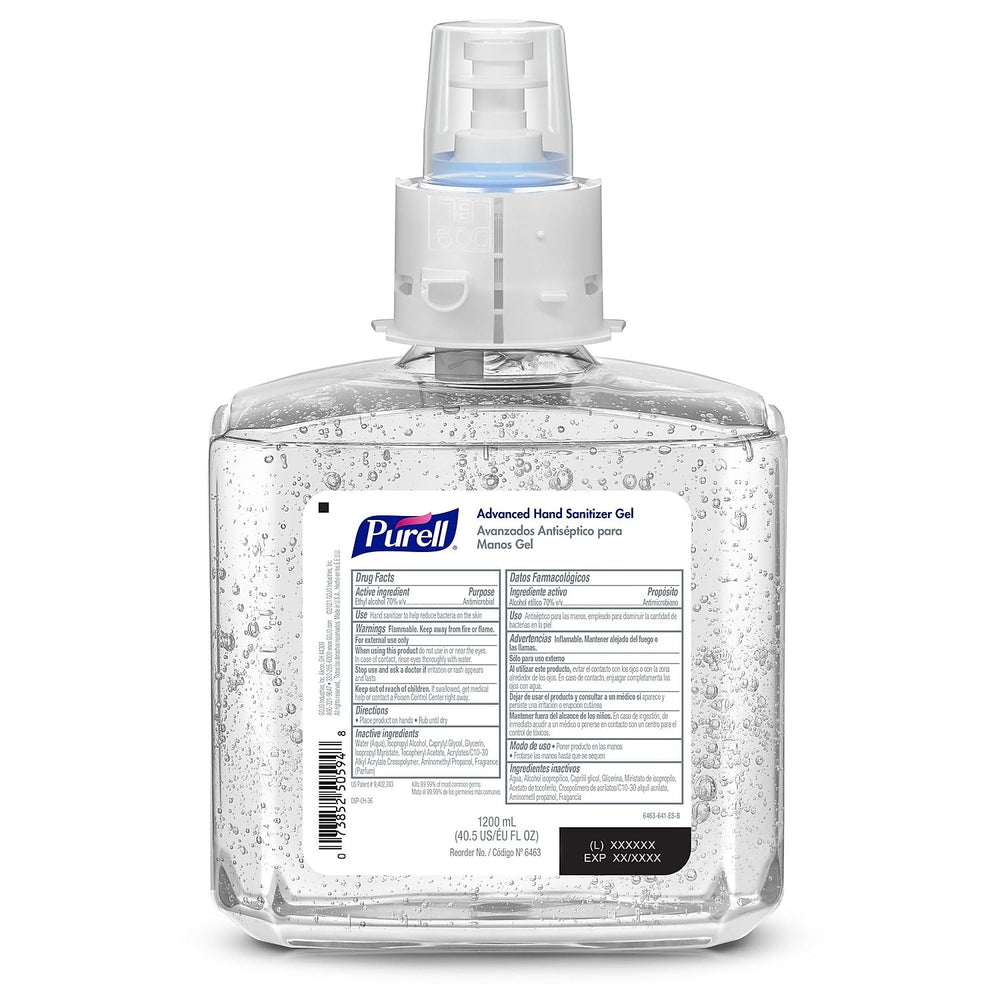 Purell ES6 dispenser refill with factory-sealed nozzle minimizes contamination risk.
