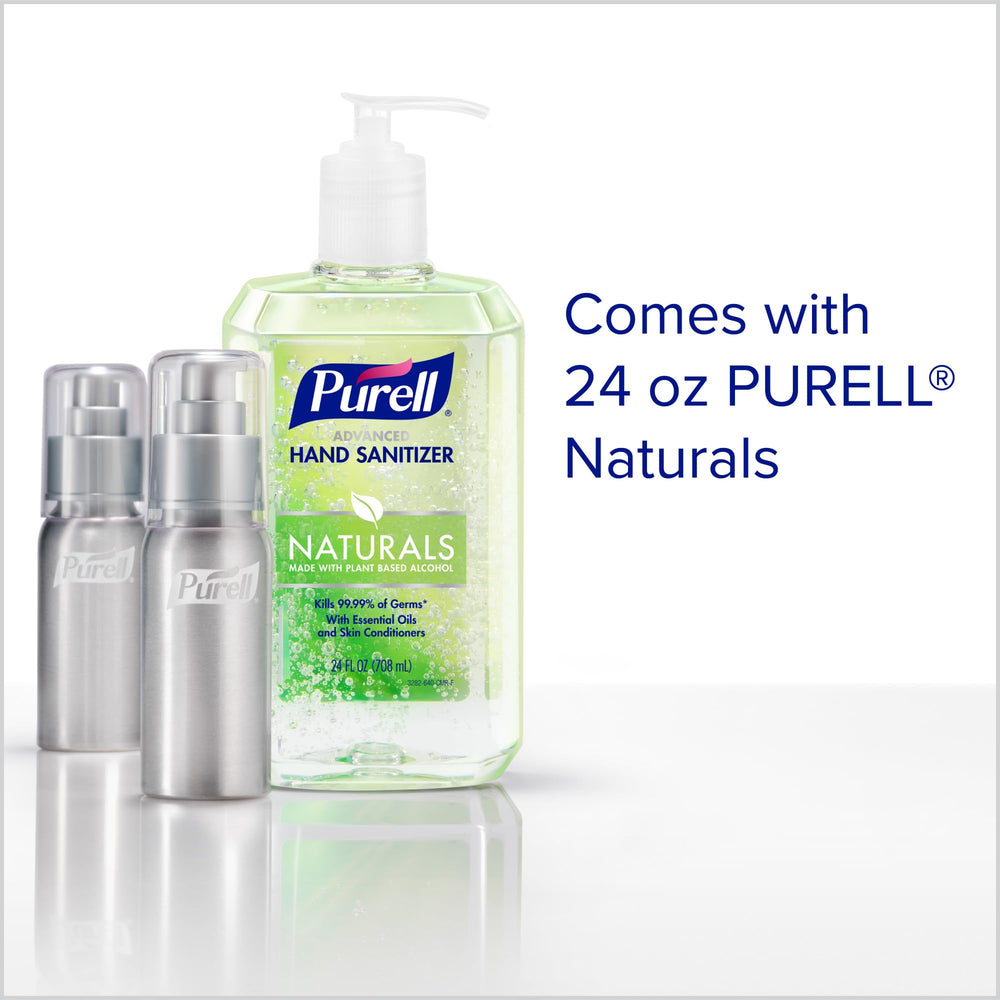 Purell gel on hands emphasizes moisturizers for soft skin after use.