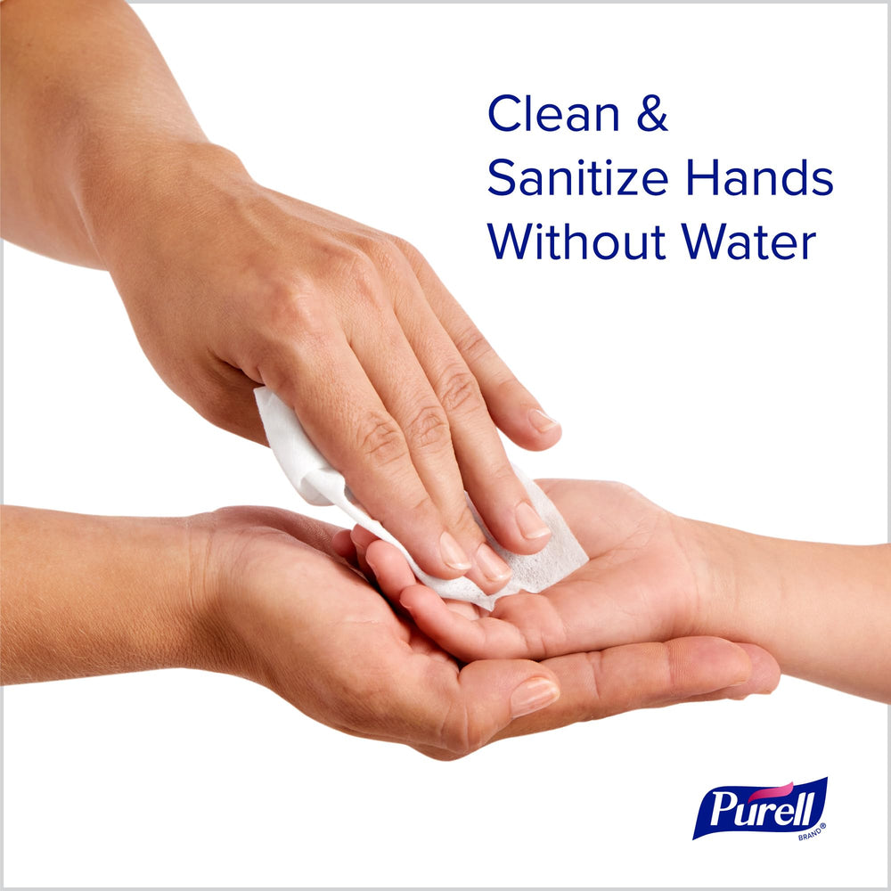 Purell hand wipes dispensing action for on-the-go use