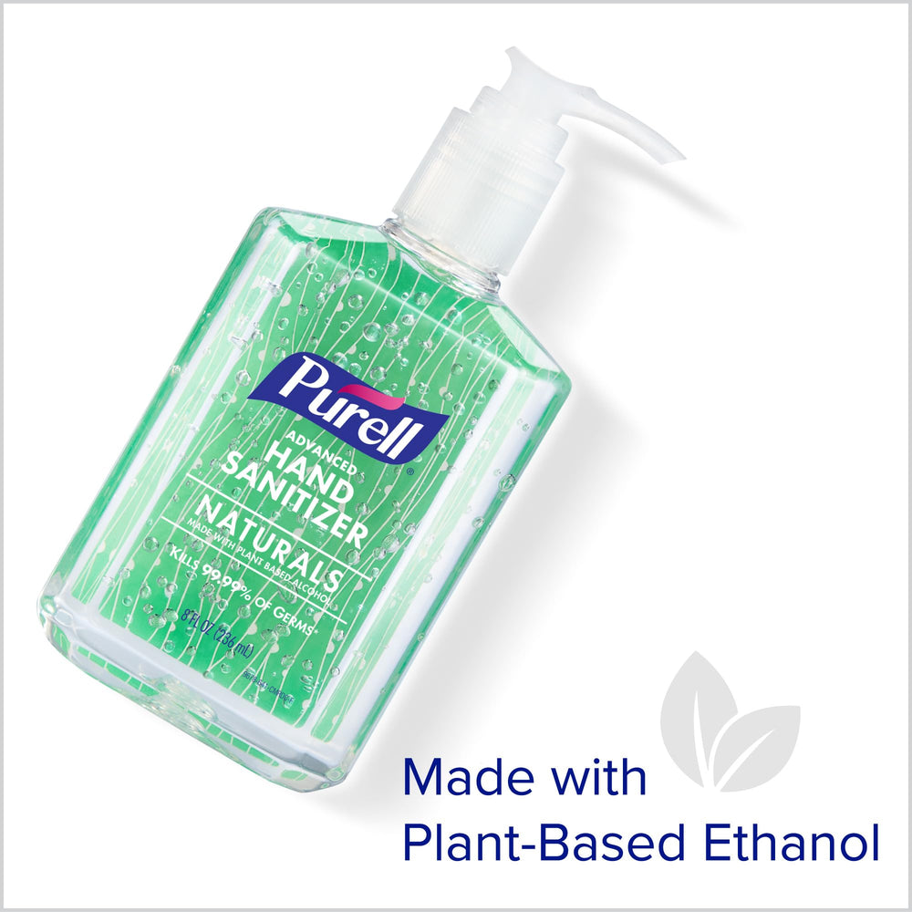Office desk setup with Purell Naturals sanitizer for quick cleansing.