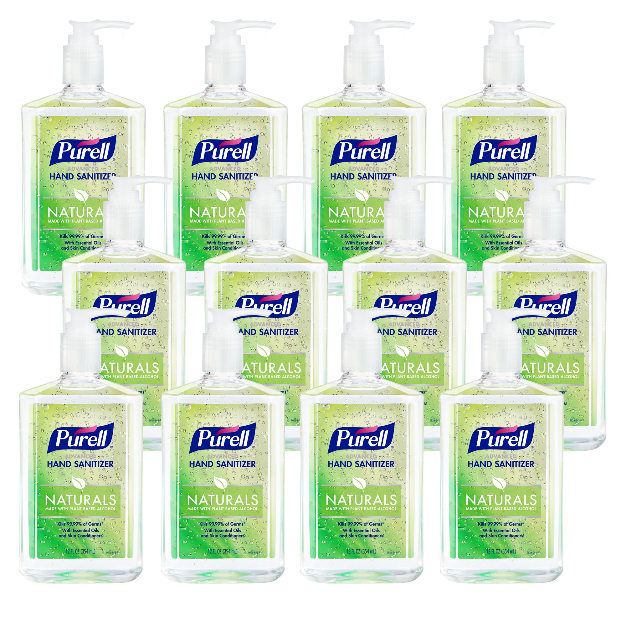 Purell NATURALS gel pump bottle on countertop for quick hand sanitizing.