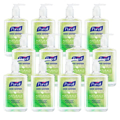 Purell NATURALS gel pump bottle on countertop for quick hand sanitizing.