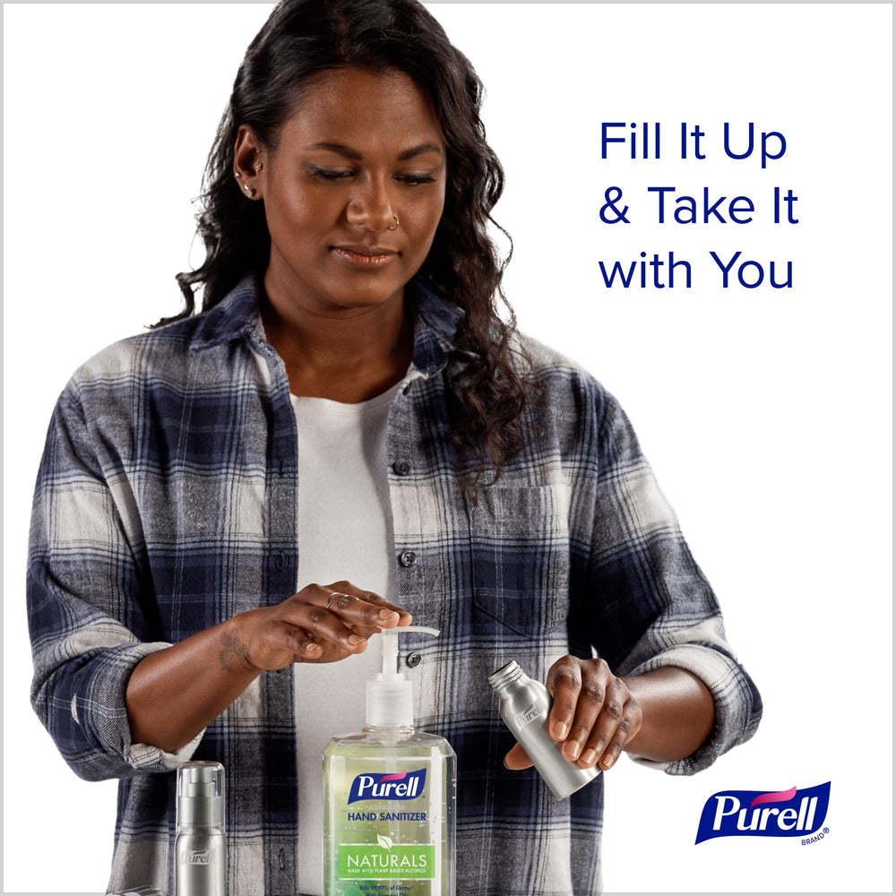 Close-up of Purell Naturals label highlighting plant-based alcohol and moisturizers.