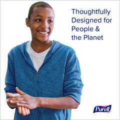 Purell NATURALS pump-dispense-action demonstrates fast, mess-free sanitizing.