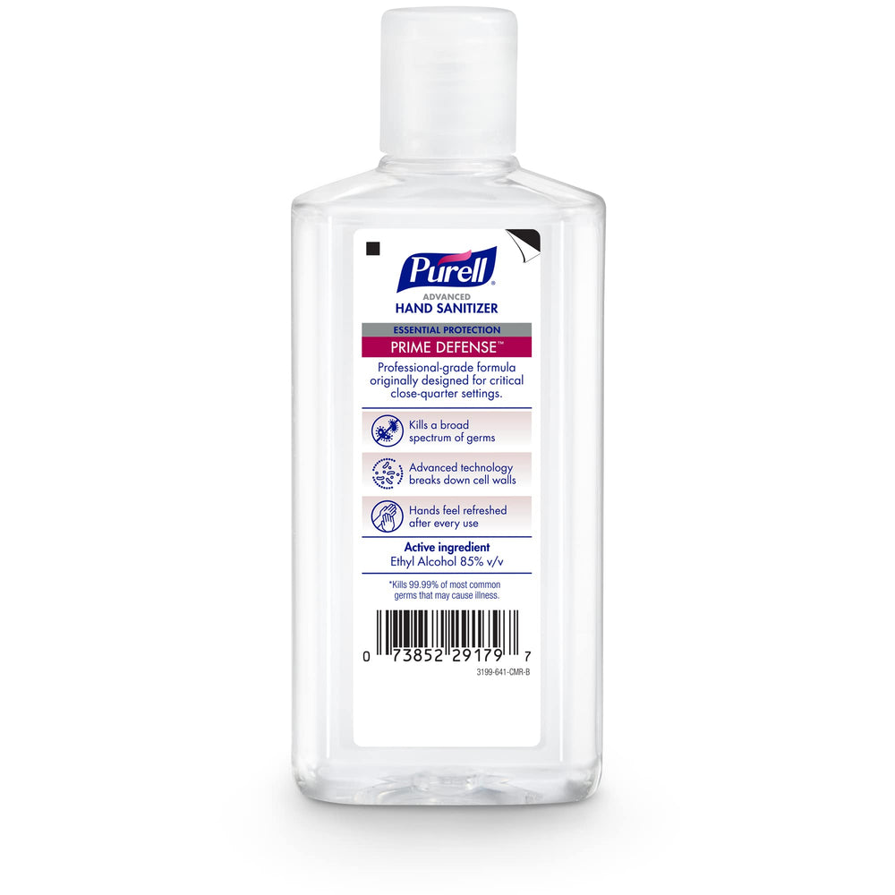 Purell Prime Defense bottle back label with ingredients and usage guidance