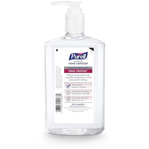 Four-bottle pack of Purell Prime Defense offering reliable hand hygiene for shared spaces.
