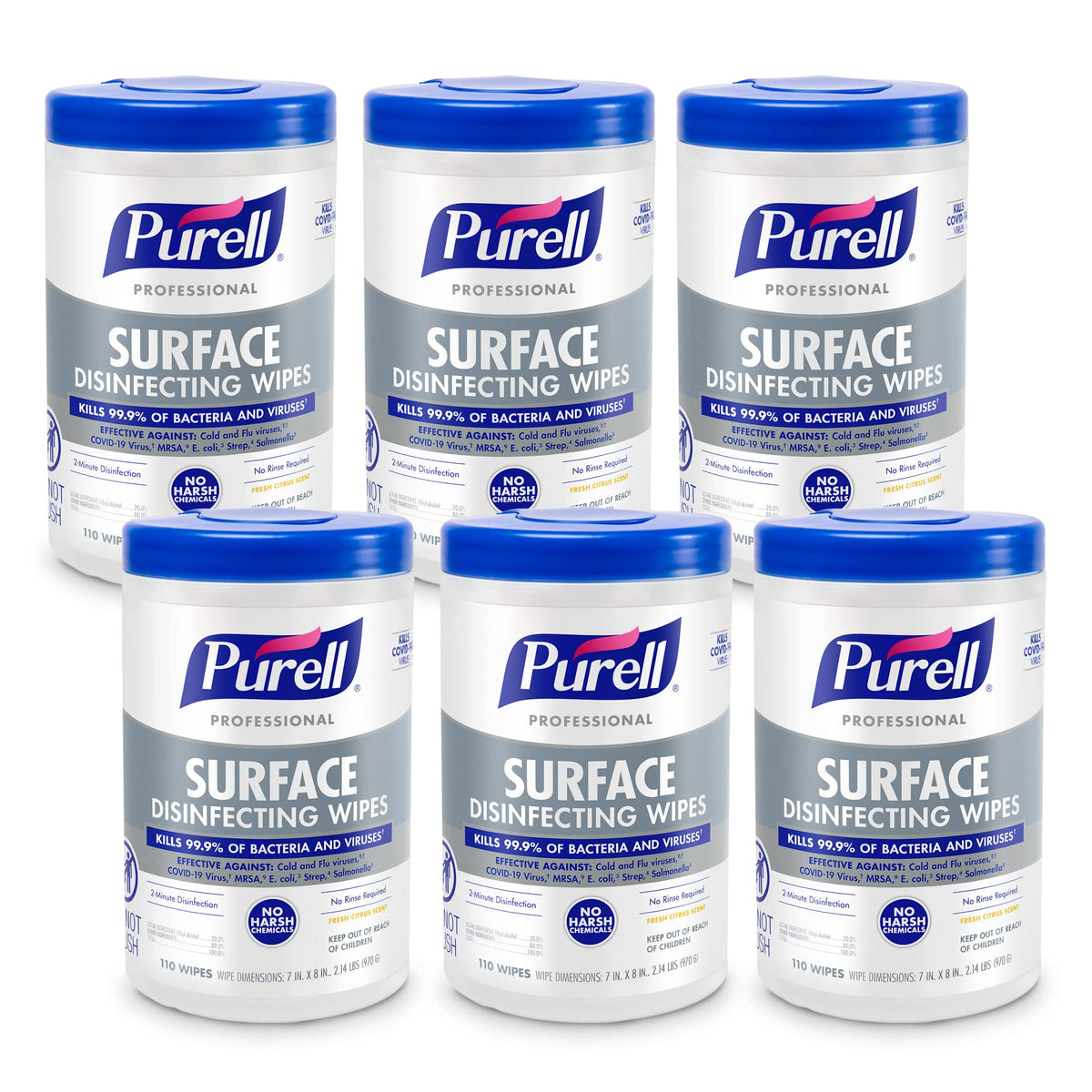 Purell Professional Disinfecting Wipes canister with citrus scent for quick surface sanitizing