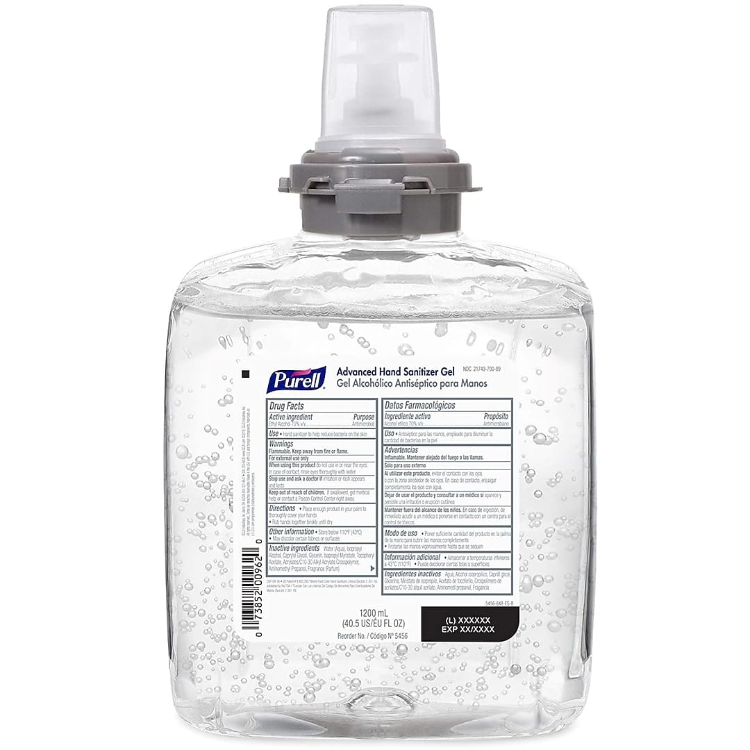 Purell refill sealed valve close-up highlighting sanitary design to prevent contamination.