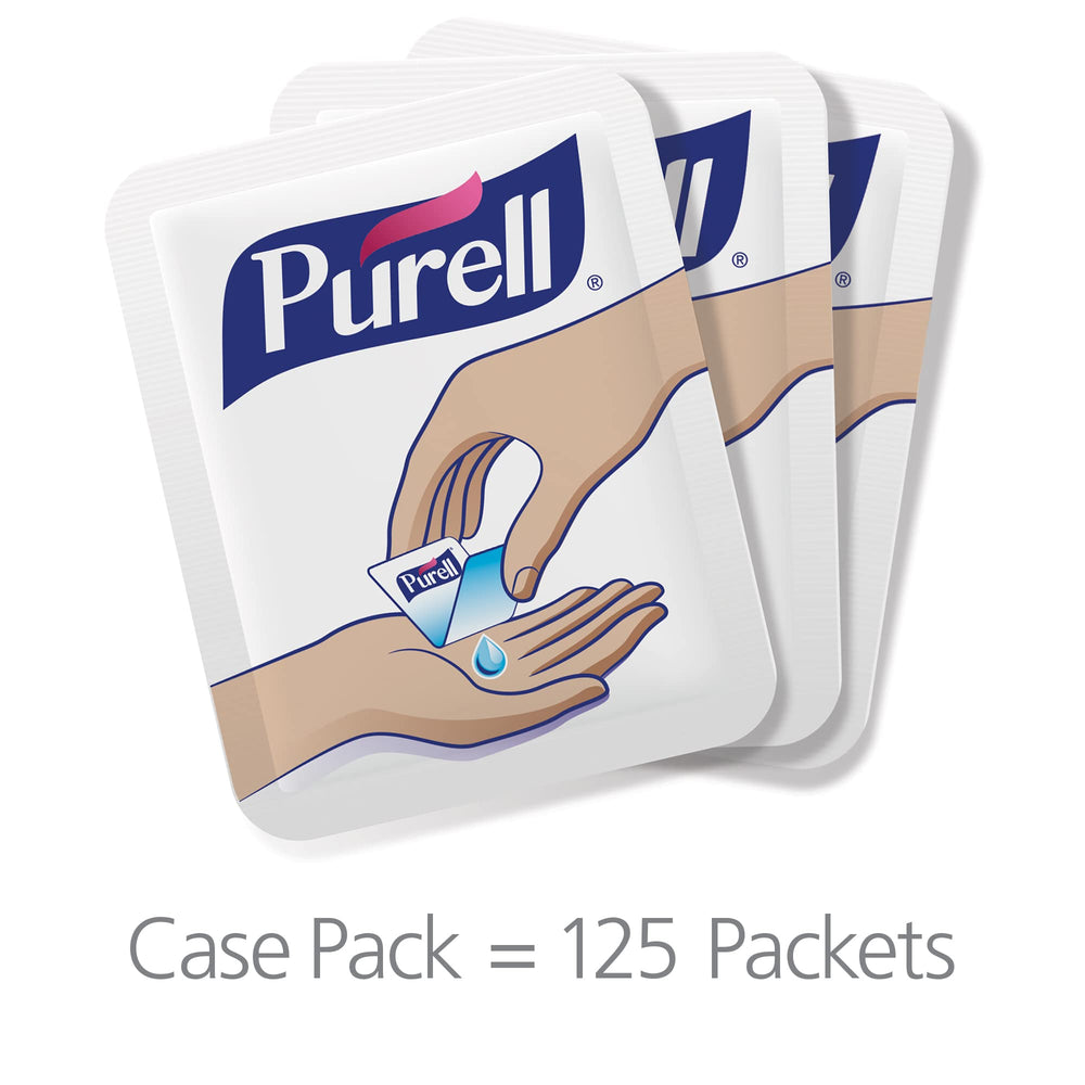Purell SINGLES bend-and-squirt action shown for one-handed, on-the-go cleaning.