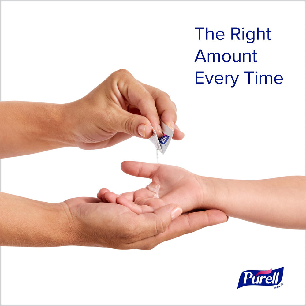 Purell SINGLES in office reception areas for quick hand hygiene.