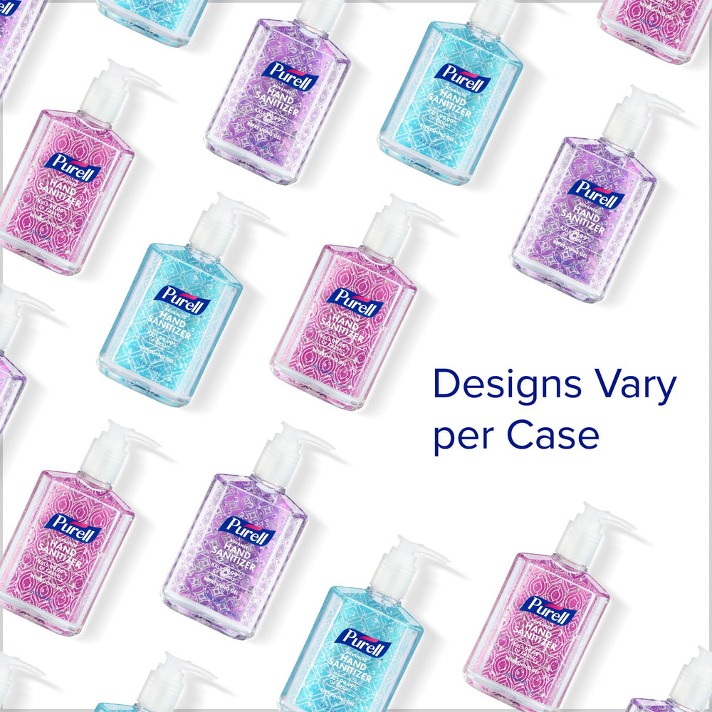 Office set of Purell design-series bottles with varied lids.