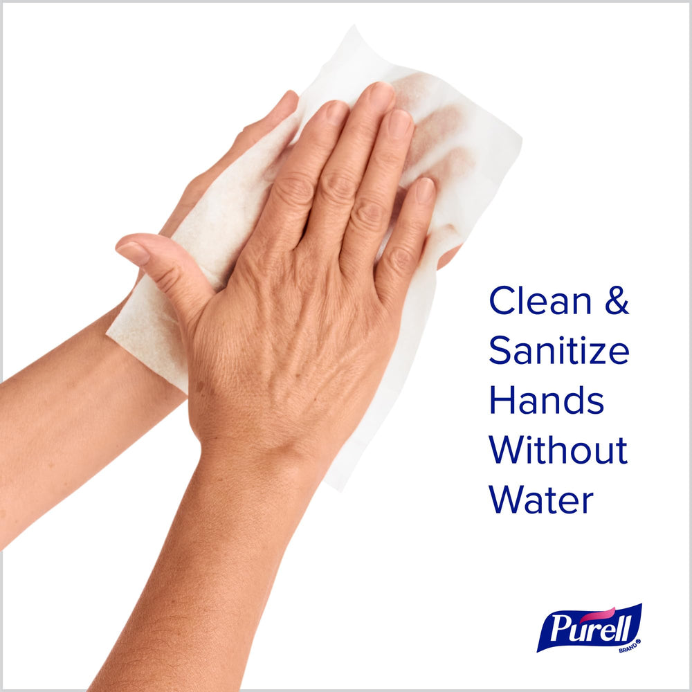 Purell wipes with soft textured surface, gentle cleaning on skin.