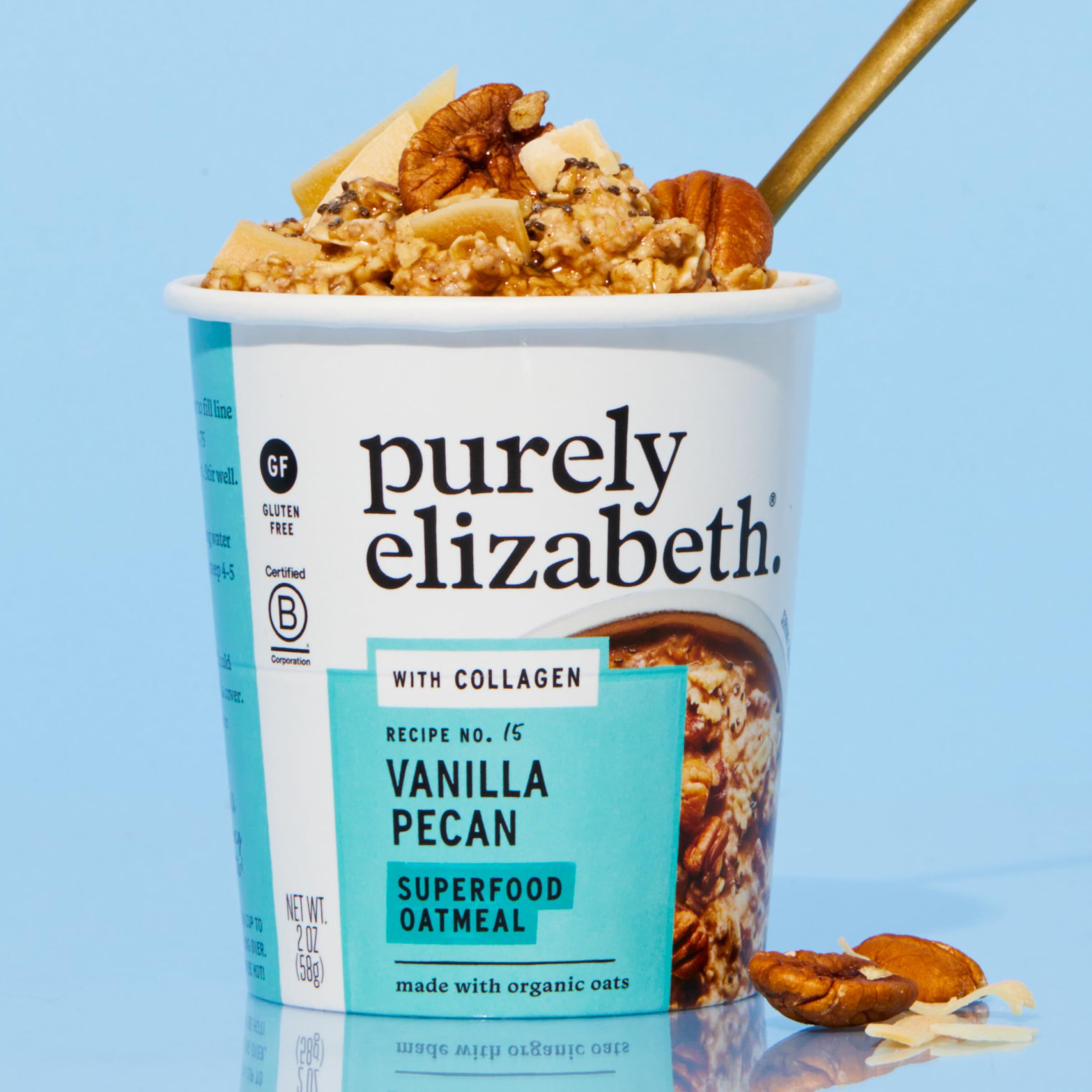 Purely Elizabeth original organic cup with hearty oats for steady energy.