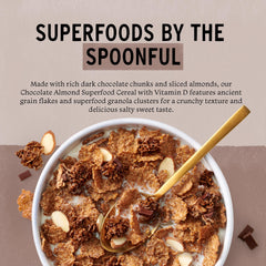 Purely Elizabeth cereal superfood chocolate almond closeup highlights texture and seeds