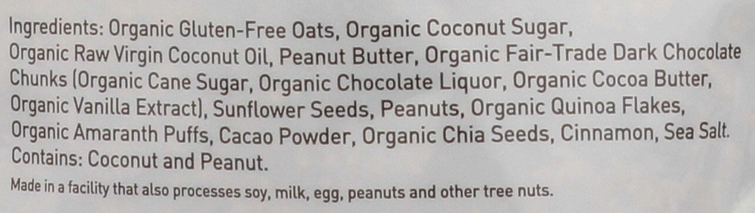 Purely Elizabeth chocolate chunks close-up in creamy peanut butter
