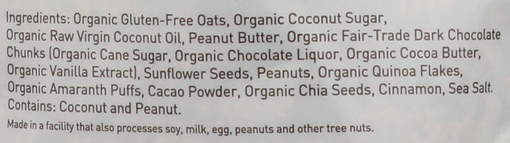 Purely Elizabeth chocolate chunks close-up in creamy peanut butter