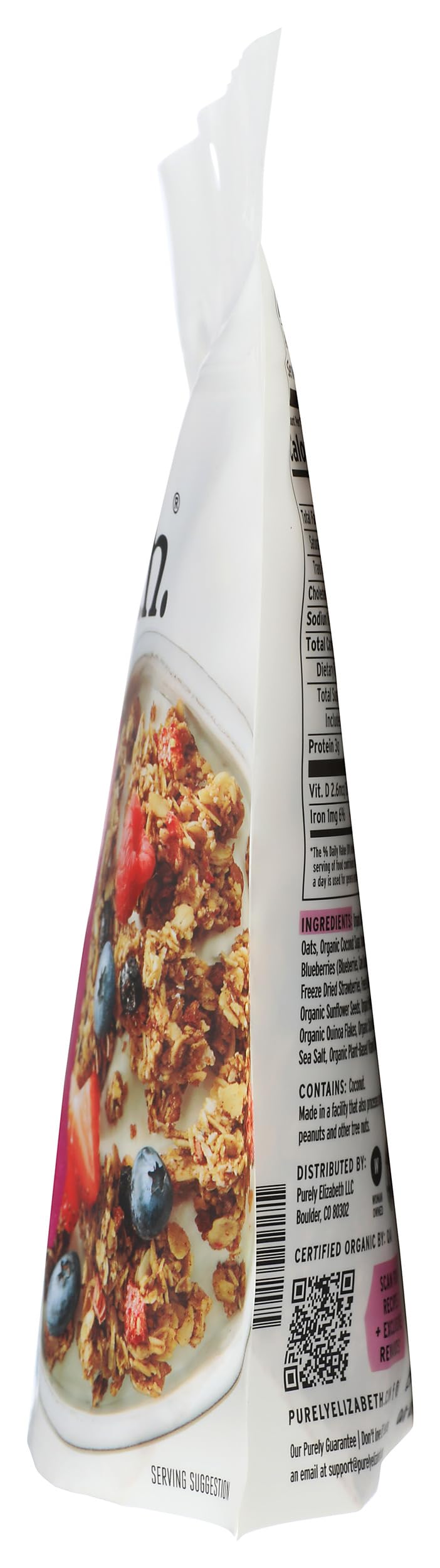 Gluten-free vegan non-GMO granola supports dietary needs.