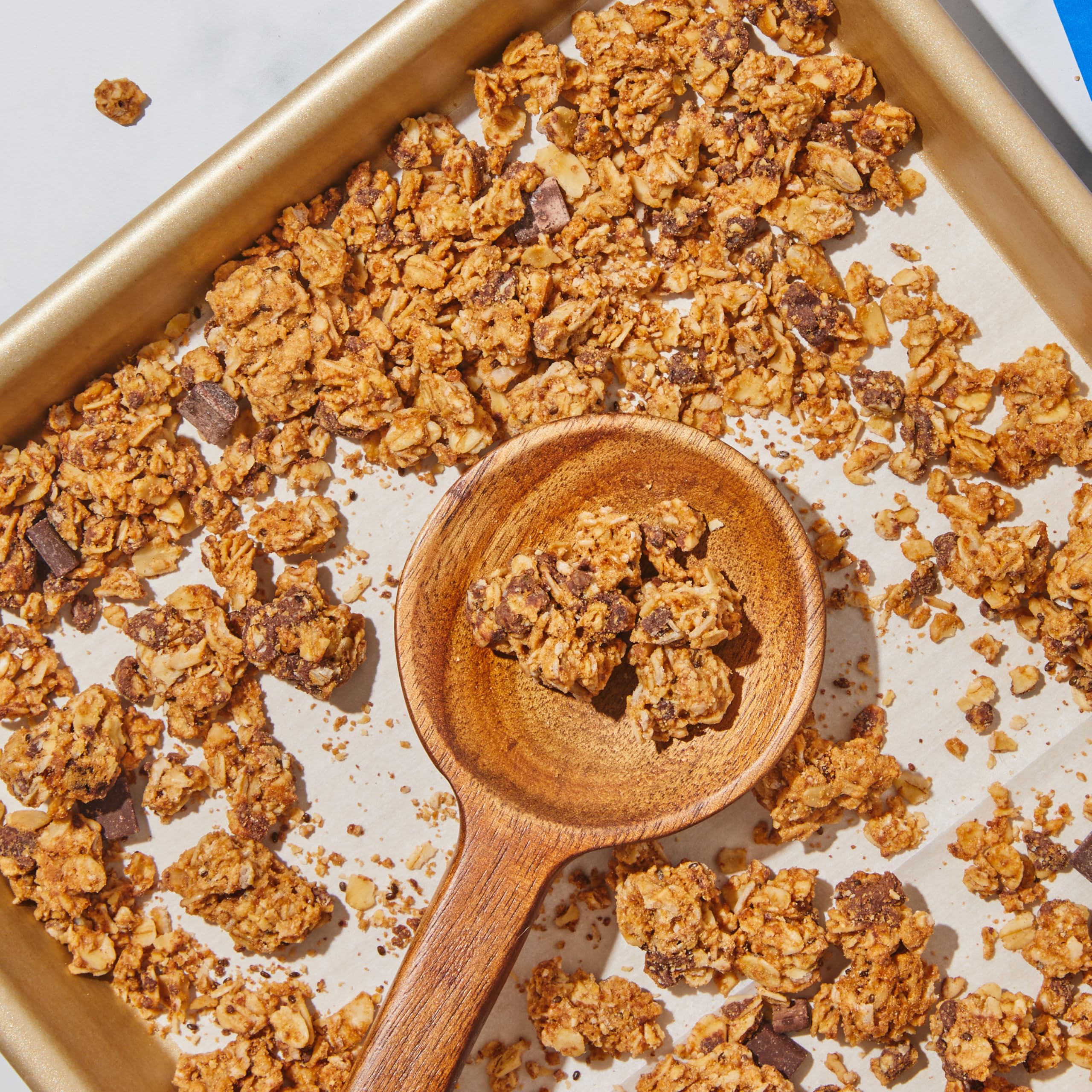 Purely Elizabeth Cookie Granola Chocolate Chip with milk, a perfect pairing for breakfast.