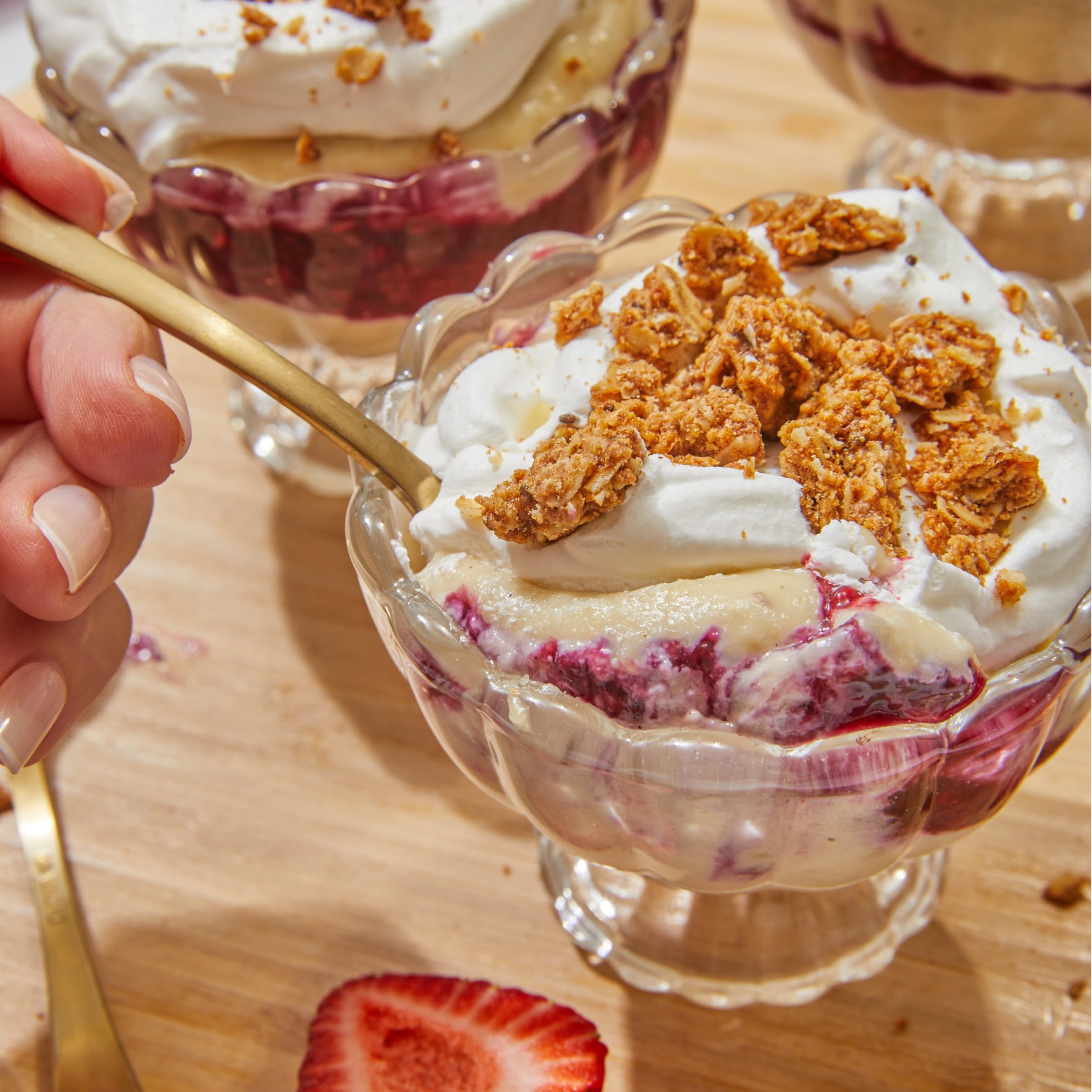 Purely Elizabeth cookie granola coconut oil sugar note offers natural sweetness.