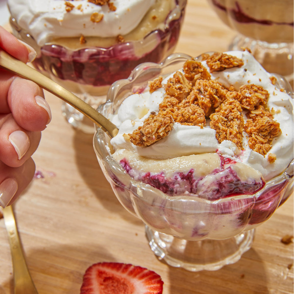 Purely Elizabeth cookie granola coconut oil sugar note offers natural sweetness.