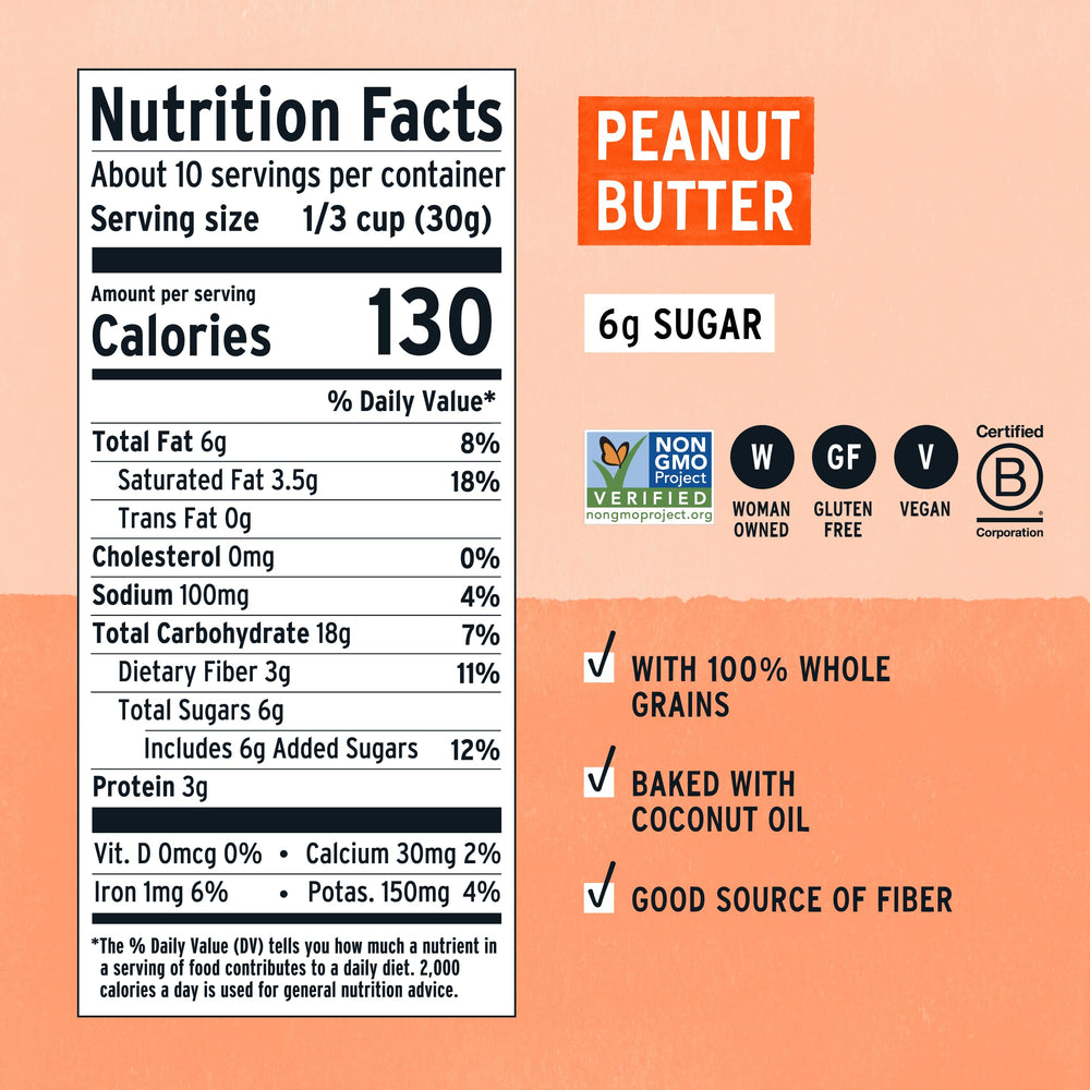 Purely Elizabeth Cookie Granola Peanut Butter delivers crunchy clusters and a peanut aroma.