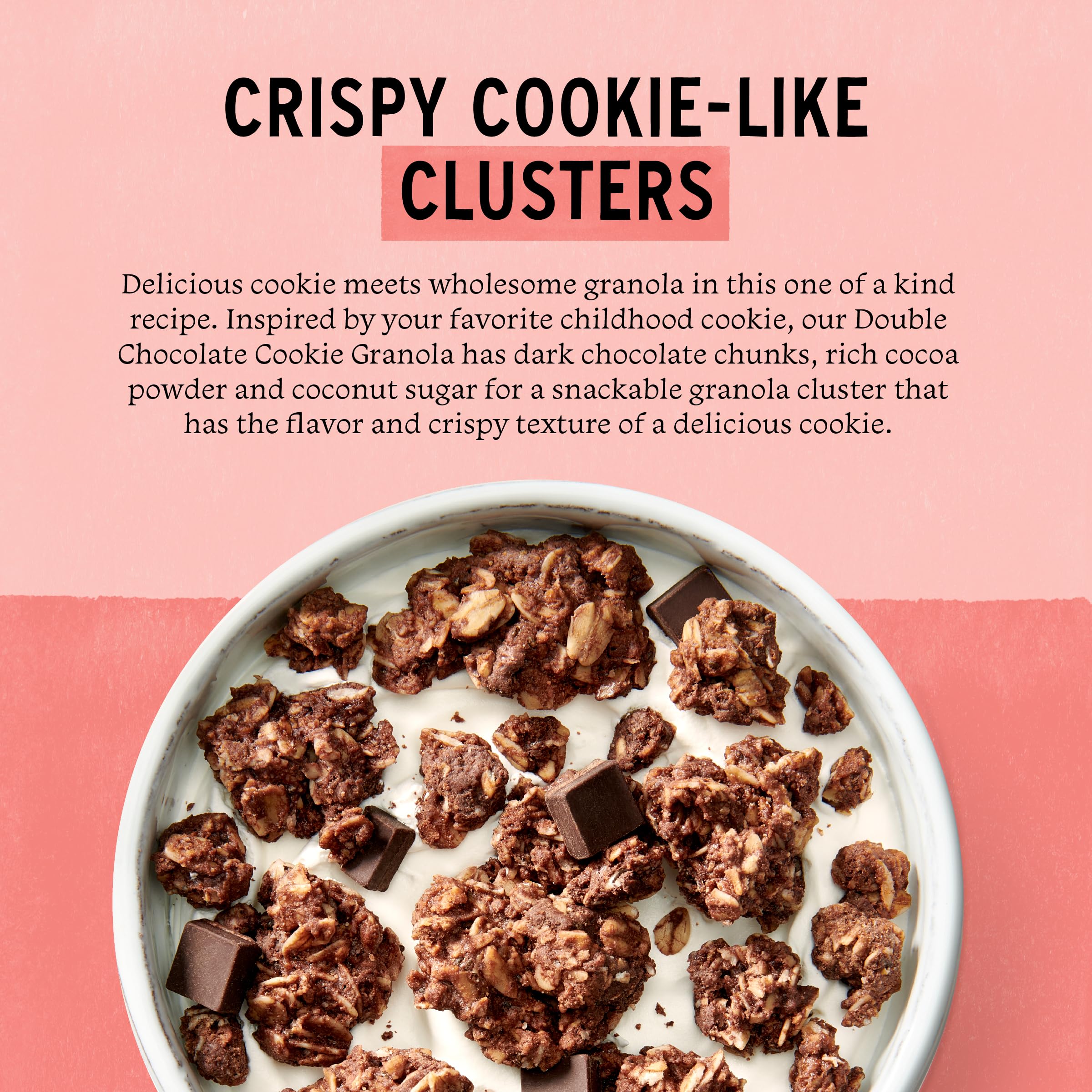 Packaging shot of Purely Elizabeth Double Chocolate cookie granola.