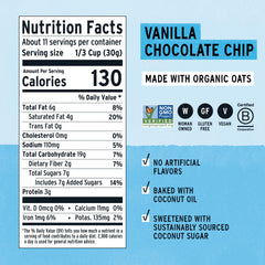 Close-up of Purely Elizabeth Vanilla Chocolate Chip Granola bag with chocolate chips