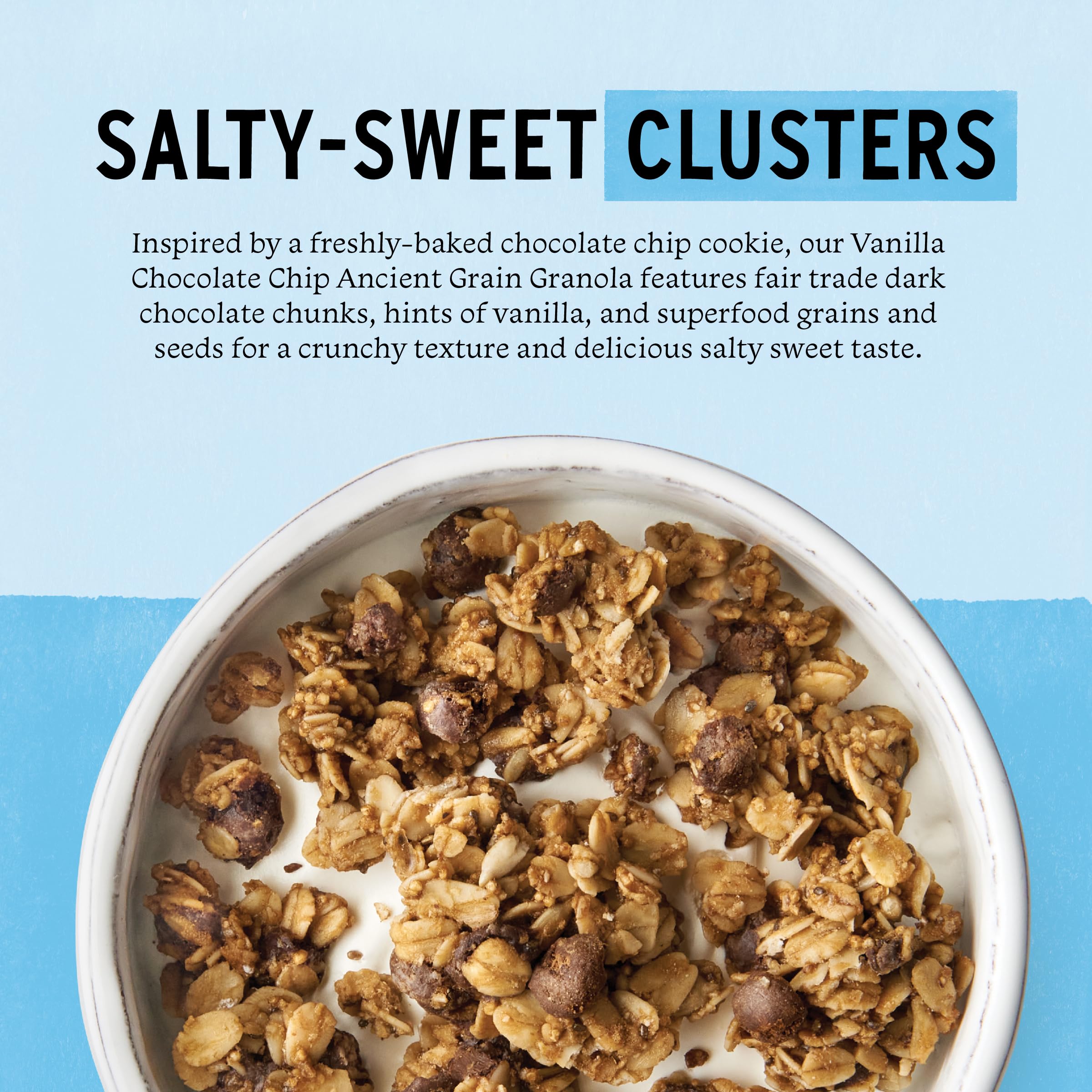 Purely Elizabeth Vanilla Chocolate Chip Granola bowl ready to top yogurt