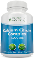Purely Holistic Calcium Citrate 1000mg bottle offers easy daily calcium support.