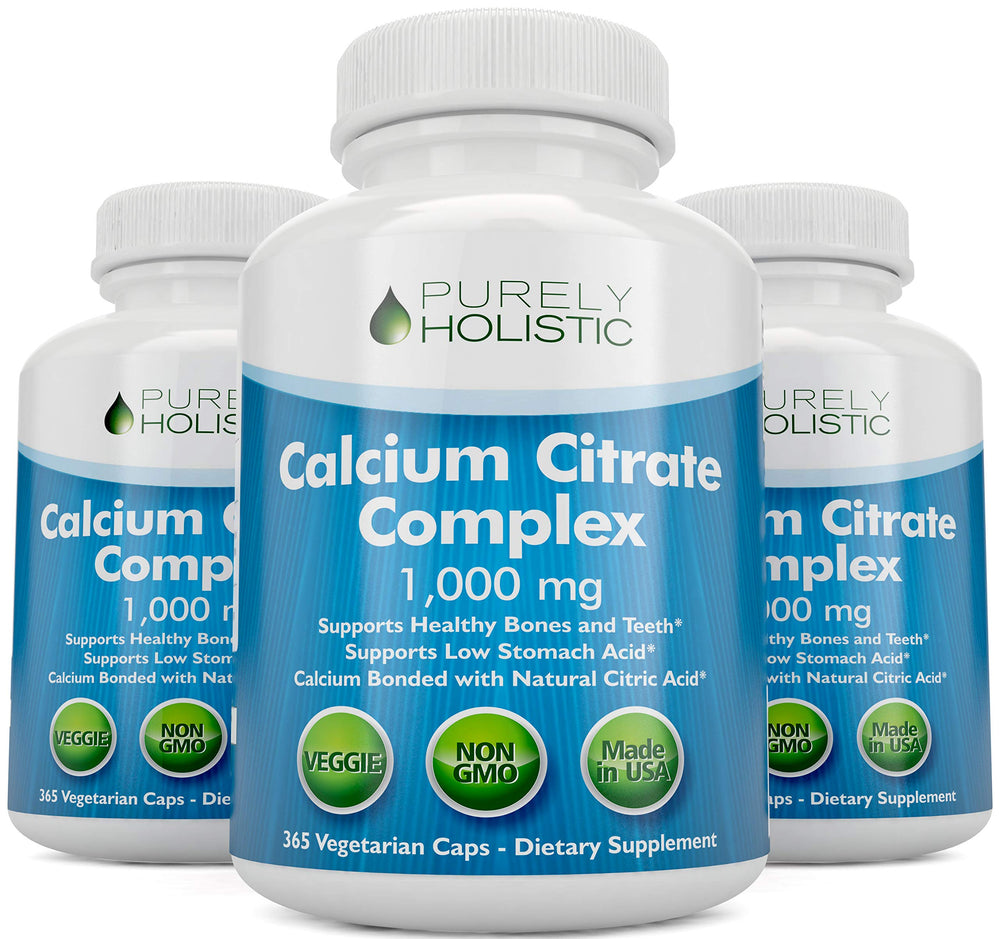 Purely Holistic Calcium Citrate 1000mg packaging displays a 3-month supply convenience.