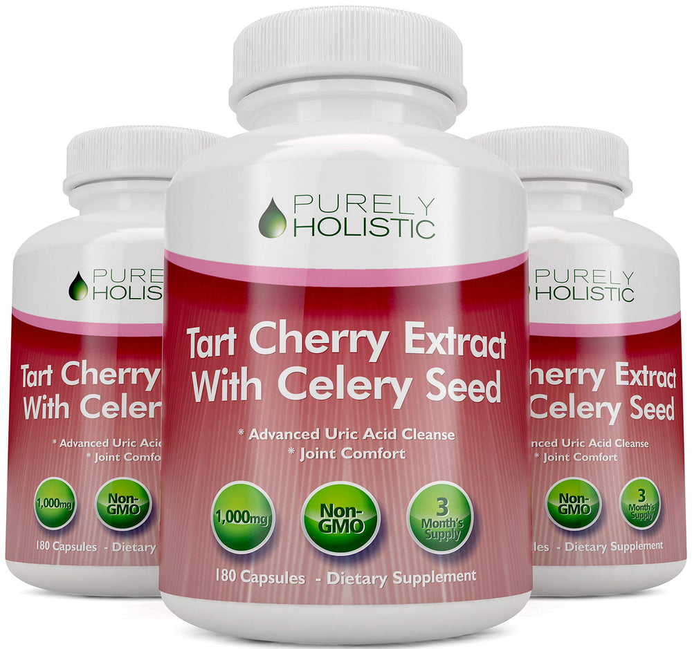 Made in USA GMP facility labeling with Purely Holistic Tart Cherry Extract.