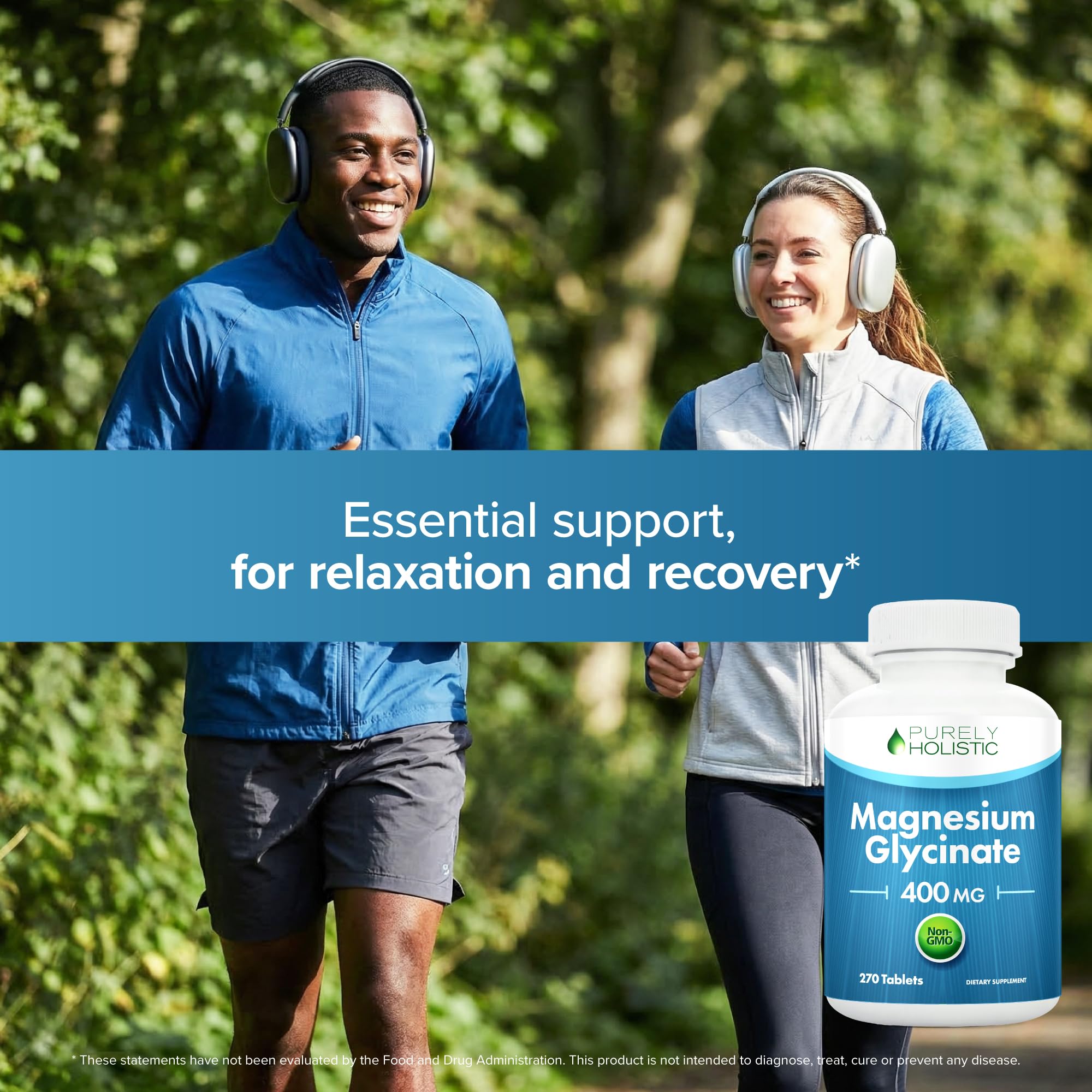 Purely Holistic magnesium glycinate open bottle with tablets supports a gentle daily routine.