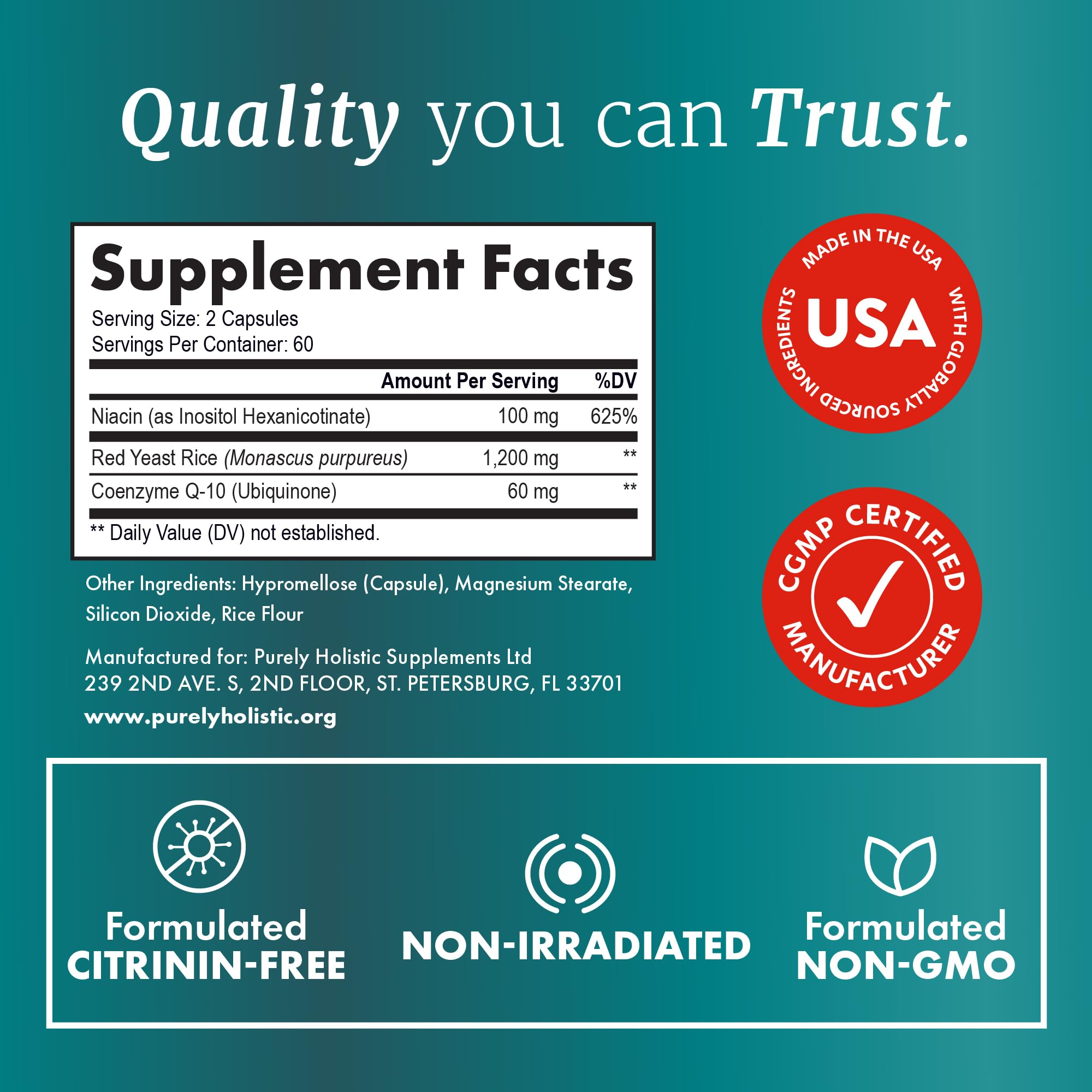 Purely Holistic Non-GMO badge signals product integrity