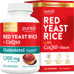 Purely Holistic Red Yeast Rice bottle shows high-strength cholesterol support