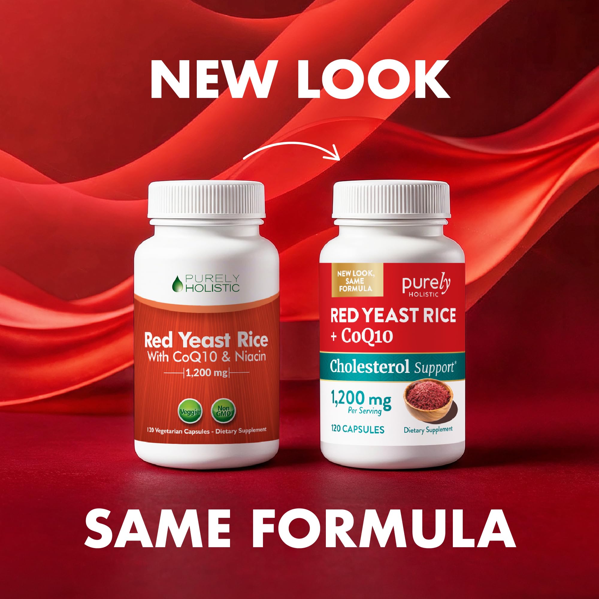 Purely Holistic Red Yeast Rice capsules show 600 mg per capsule for daily use