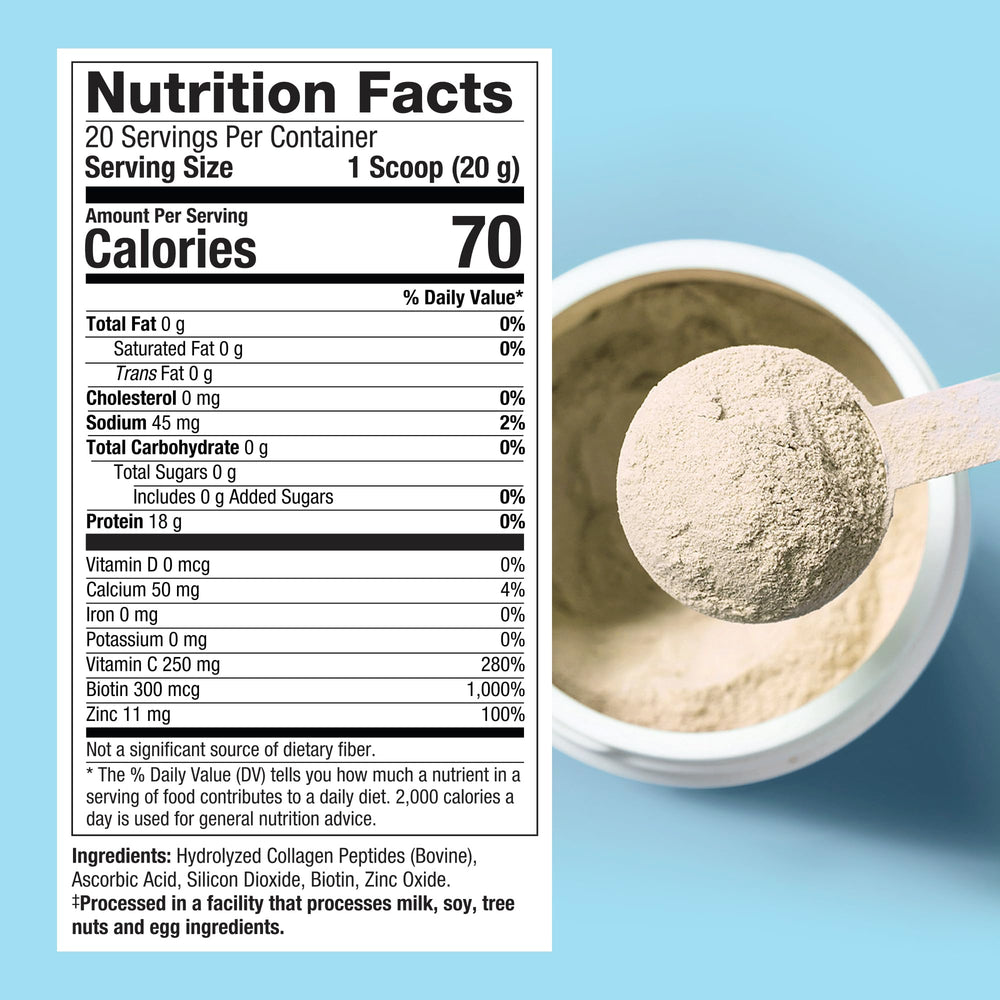 Packaging highlights 20 servings per container and sugar-free formula.