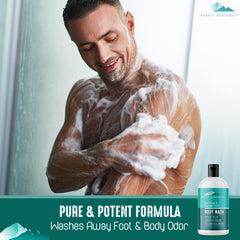 Purely Northwest Tea Tree Body Wash lather conveys deep clean and invigoration.