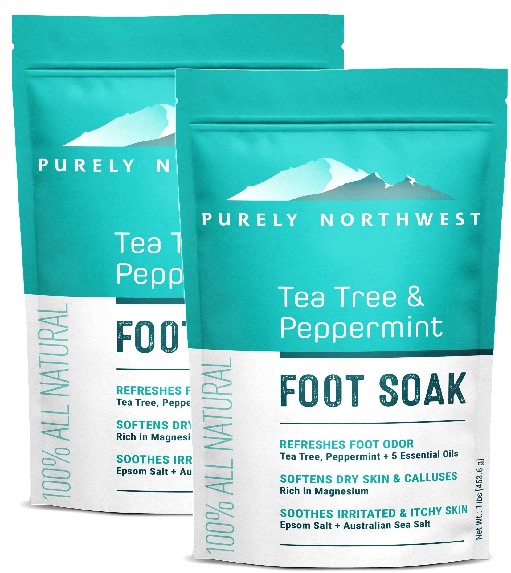 Purely Northwest Tea Tree Foot & Body Soak bottle ready for an at-home spa routine.
