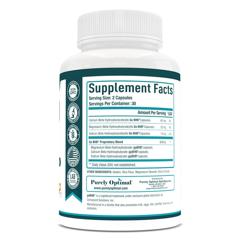 Close-up of Purely Optimal Keto BHB capsules for clean energy