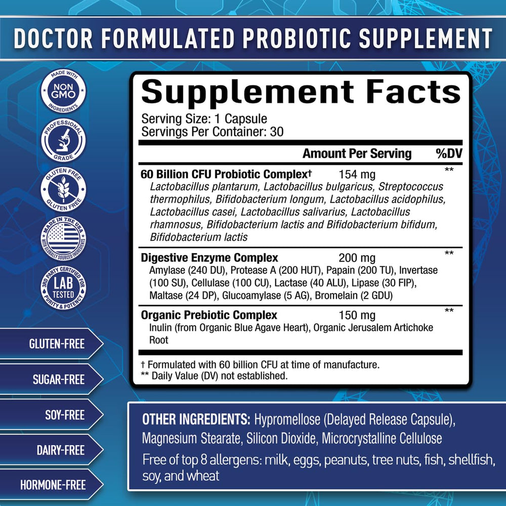 Purely Optimal Probiotics bottle pour illustrating simple daily dosing