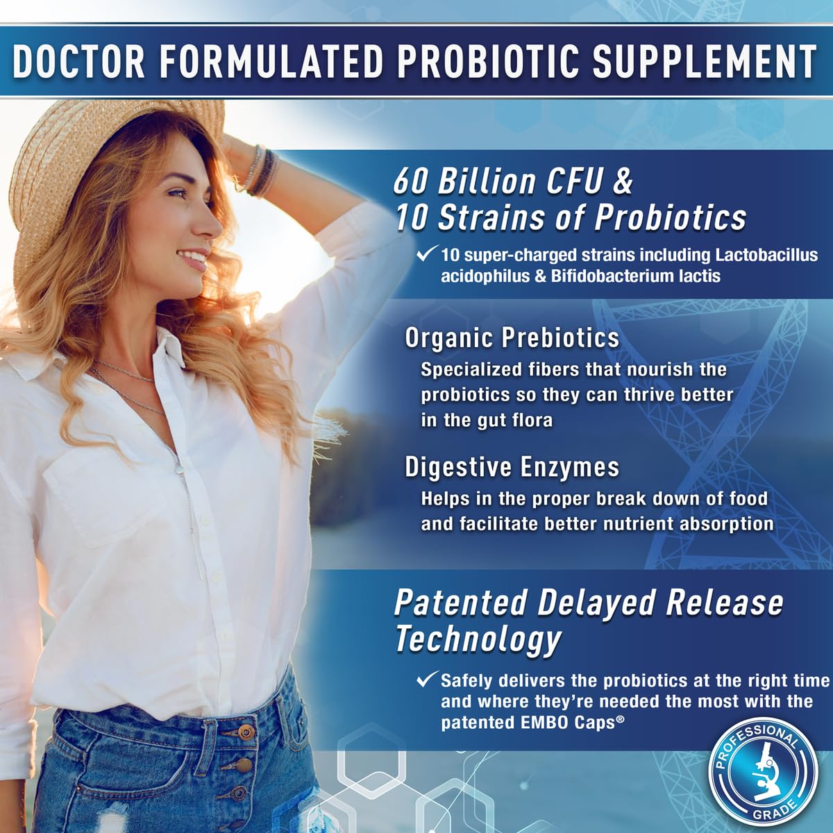 Purely Optimal Probiotics digestive enzymes graphic for smoother digestion