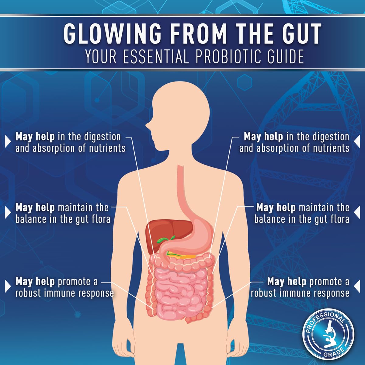 Purely Optimal Probiotics label graphic with clean design and ingredients