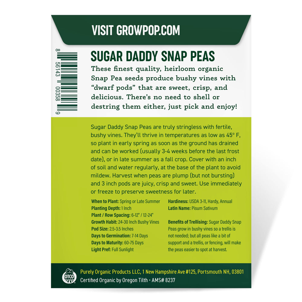 Purely Organic Sugar Daddy garden bed image shows easy sowing and thriving vines.